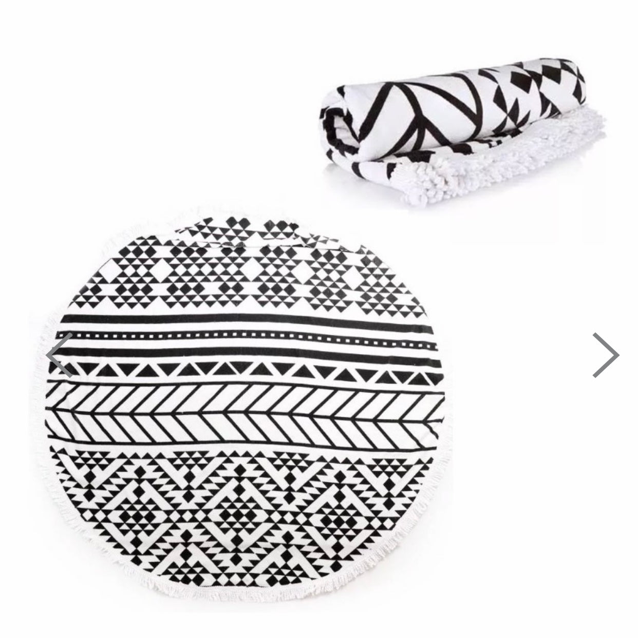 Black Round Beach Towel