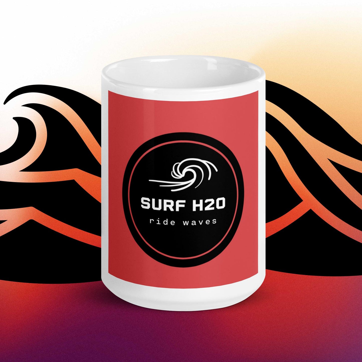 SurfH20 White glossy mug