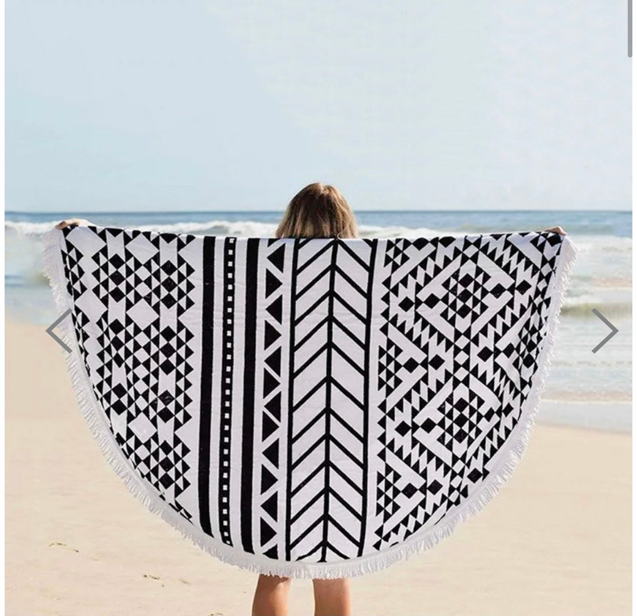 Black Round Beach Towel