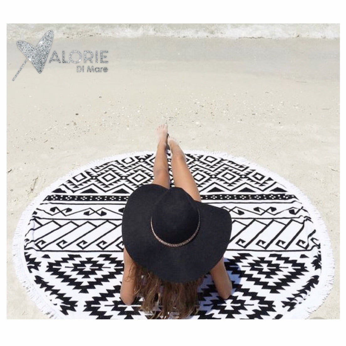 Black Round Beach Towel