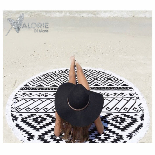 Black Round Beach Towel