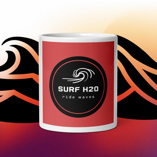 SurfH20 White glossy mug