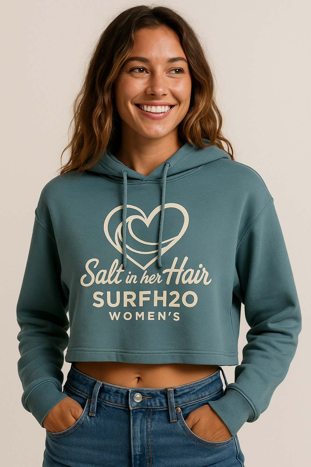 🌸 SurfH20 “Salt in Her Hair” Racerback Cropped Tank